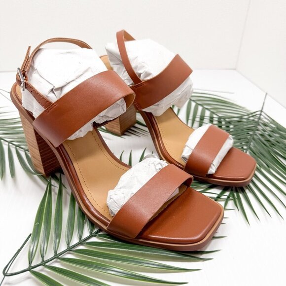 Lisa Vicky Oasis-V Shoes Womens Size 9.5 Chestnut Leather Block Heel Sandals New - Picture 1 of 11